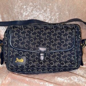 Chloe Blue and Gold Patterned Messenger Bag